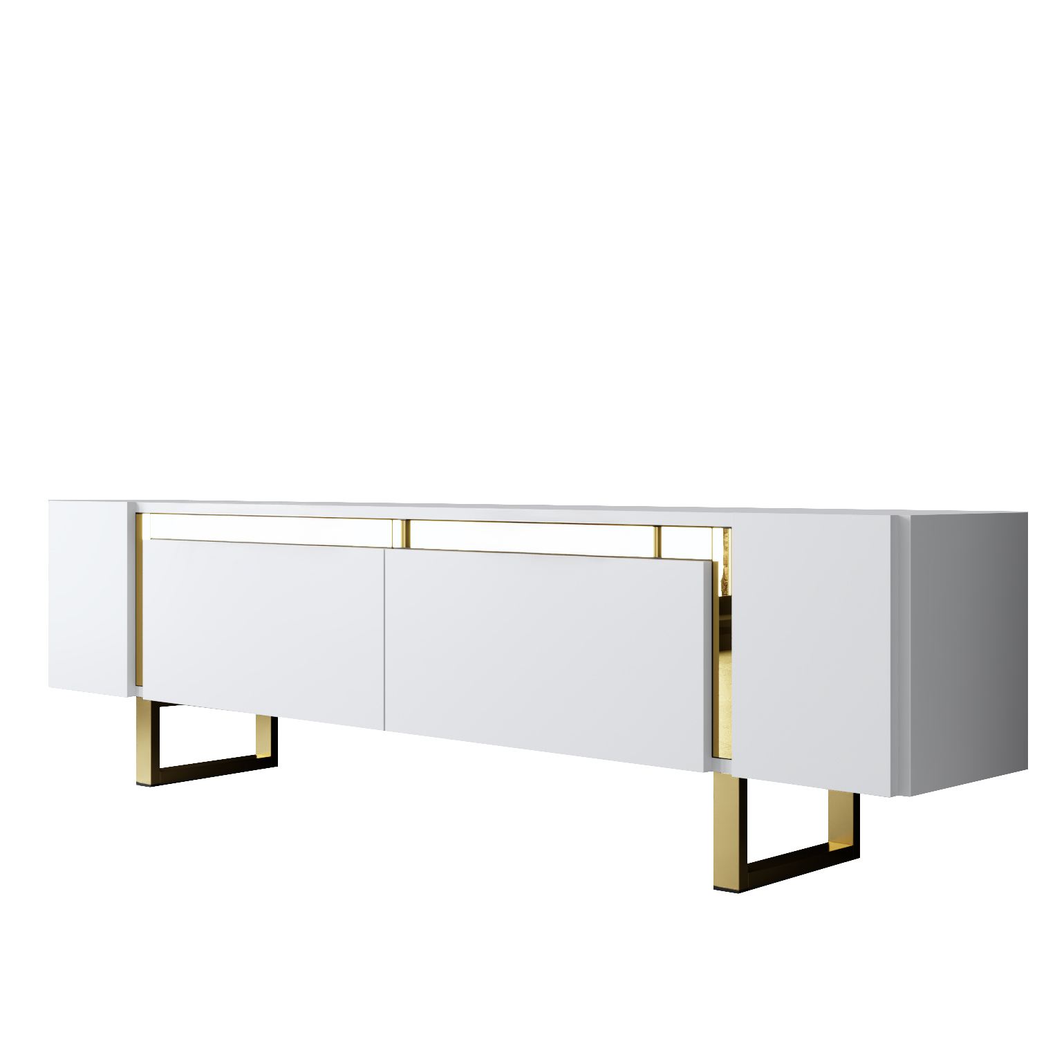 Comoda tv, Hanah Home, pal melaminat, alb auriu, 180x50x30 cm, 618BLY1270 - imagine 9
